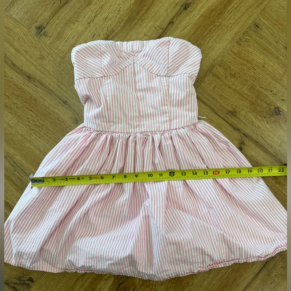 Vintage Abercrombie & Fitch Pink Stripe Strapless Dress S Y2K Coquette Preppy - Picture 10 of 10